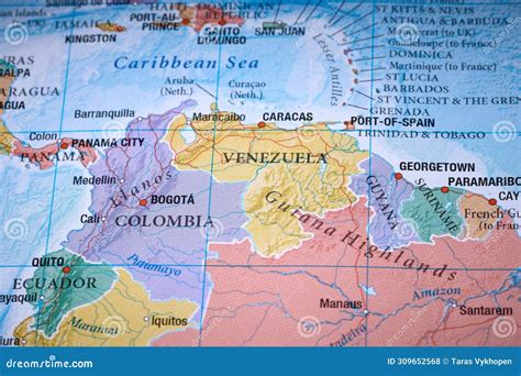 Colombia Venezuela on the World Map Close Up Stock Photo - Image of macro, venezuela: 309652568