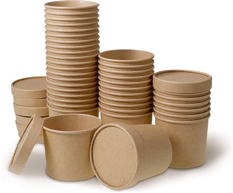 Buy 100 Sets - 16oz Brown Kraft Soup Container with Lids [16oz, 100 ...
