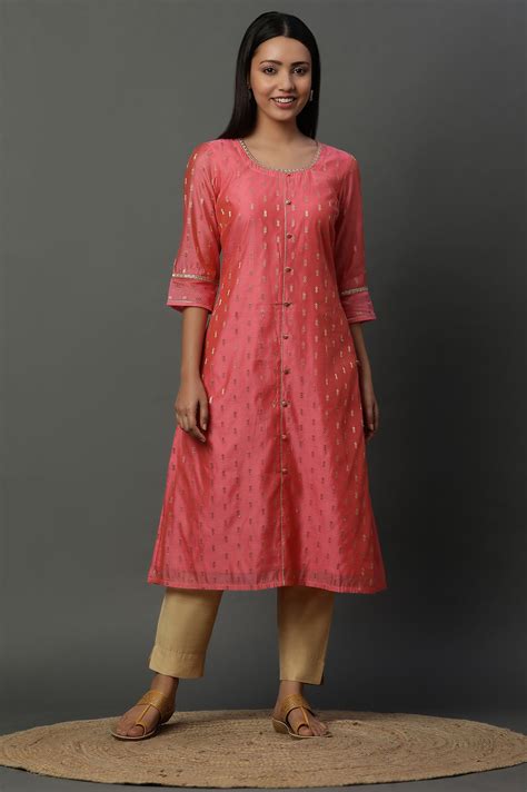 Buy Pink Jacquard Festive Kurta Online for Woman | Shop for Aurelia