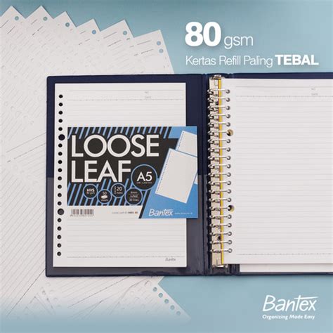 Jual Bantex Loose Leaf Paper 20 Holes 80 gsm 50 Sheets A5 #8601 00 ...