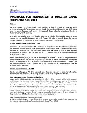 Fillable Online Procedure for resignation of Director under Companies ...