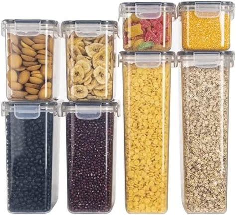 ENTITY Airtight Food Storage Container Set – 8 pieces Plastic Kitchen ...