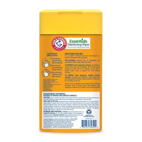 Arm & Hammer Essentials Disinfecting Wipes 80-Count Lemon Orchard ...