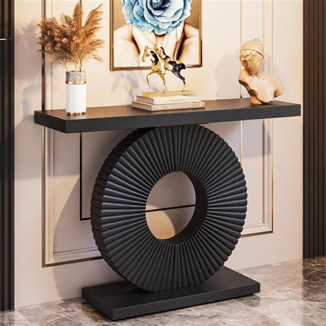 Tribesigns Modern Console Table with Geometric Base, 40 inch Wood ...