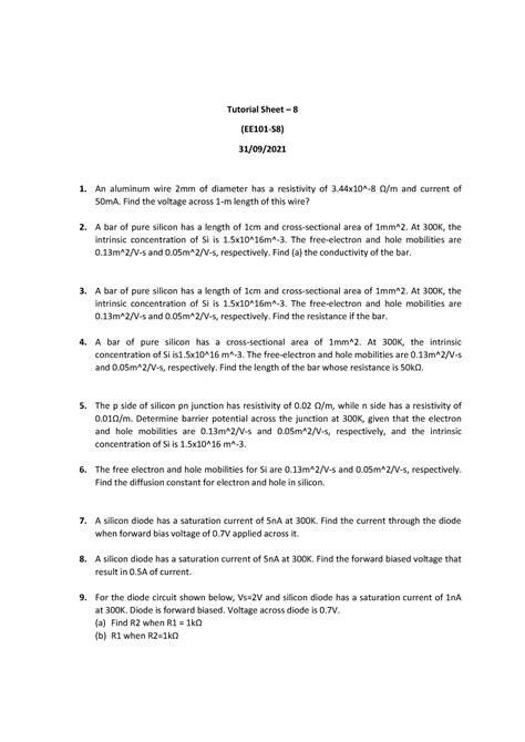 Tutorial-8 EE101 - Tutorial Sheet – 8 (EE101-S8) 31/09/ An aluminum ...