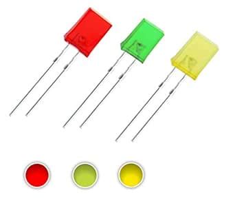 INVENTO 15pcs (5pcs Each Color) 2x5x7mm Rectangle LED Red + Green ...