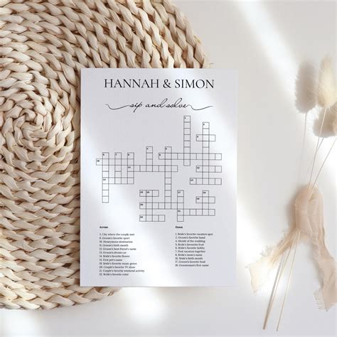 Custom Wedding Crossword Puzzle, Small Wedding Crossword, Sip and Solve ...