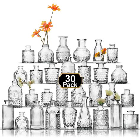 Aheroi Bud Vase Set of 30, Clear Glass Vase for Flower, Mini Bud Vases ...
