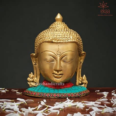 Brass Lord Buddha Head with Stonework Wall Hanging – Ekaa Handicrafts