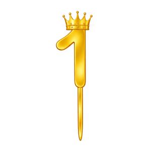 One Number Cake Topper – One Number with Crown for Cakes