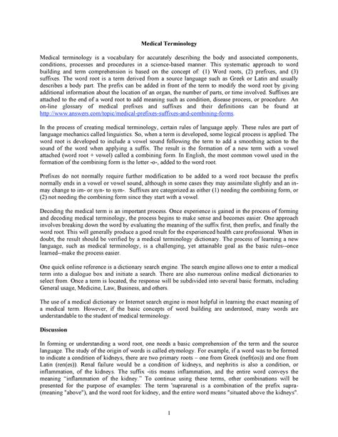 Medical terminology - Medical Terminology Medical terminology is a ...