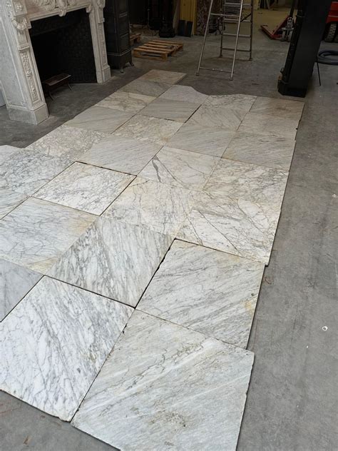 Beautiful Lot of Reclaimed Antique Carrara Marble Floor Tiles For Sale ...