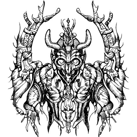 Demon Tekening Demon Schedel Met Hoorns Vectorillustratie | Premium