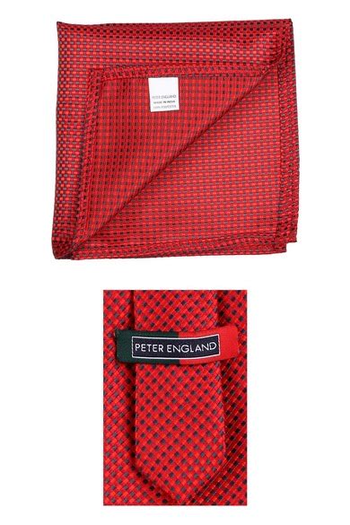 Buy Men Red Textured Tie and Pocket Square Online - 348342 | Peter England