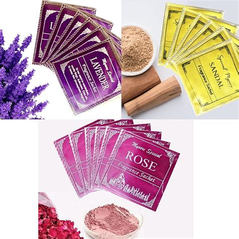 Mysore Sandal, Rose, and Lavender Sachets (Pack of 18) | Natural ...