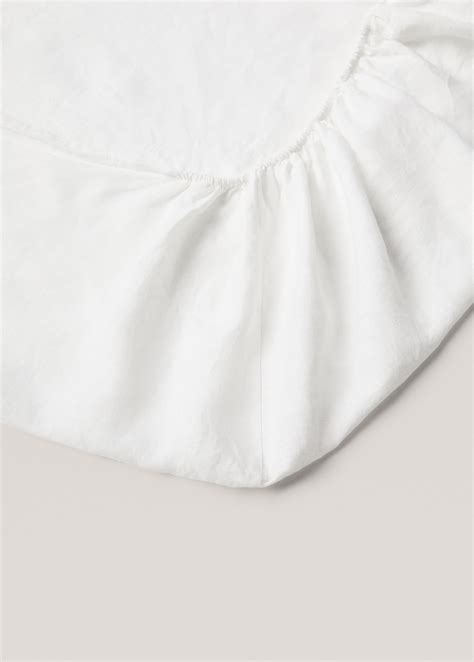 100% linen fitted sheet for king bed - Home | MANGO Greece