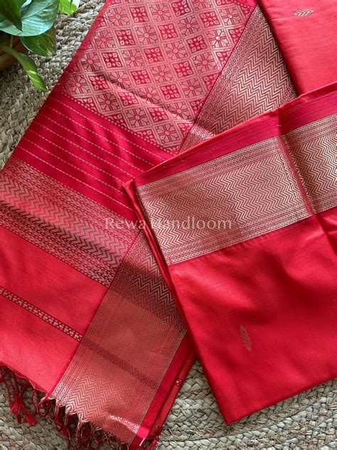 Maheshwari Fusia Red Pure Silk Saree PS08 – Rewa Handloom