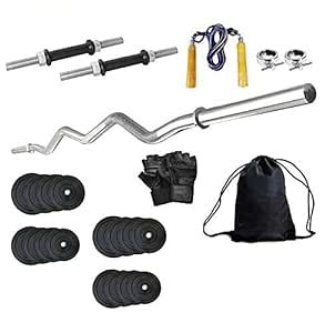 Body Maxx 16 Kg Weight Lifting Home Gym Set of Rubber Plates + 3 Feet ...