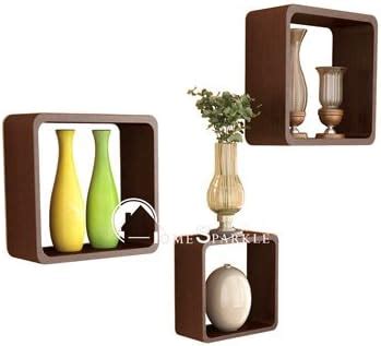 Home Sparkle Wooden Cube Shelf (Set of 3, Brown) : Amazon.in: Home ...