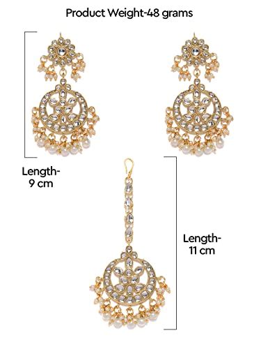 Buy Zaveri Pearls Kundan & Pearls Hair Jewellery for Women (Golden ...