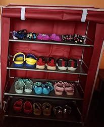 Pindia Shoe Organizer Cabinet With 4 Racks (58 x 28 x 72 CM)(Maroon ...