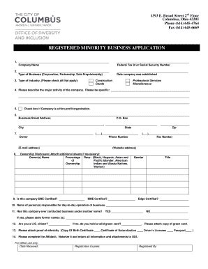 Fillable Online columbus City of Columbus, Equal Business Opportunity ...