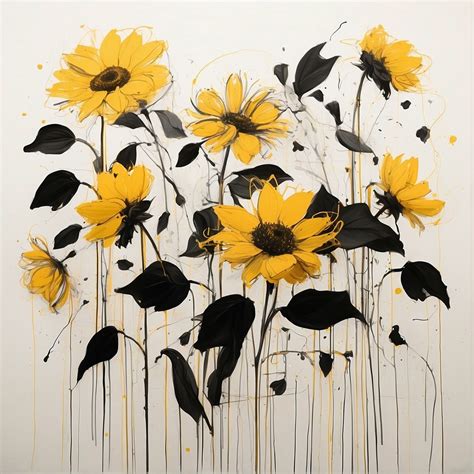 Abstract Drawing Of Sunflowers Free Stock Photo - Public Domain Pictures