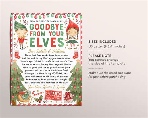 Goodbye Letter from Elves Editable Template, End of Christmas Farewell ...