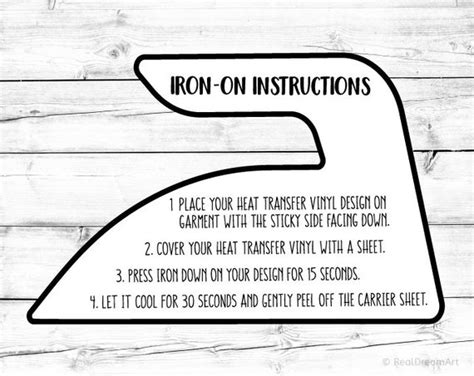 Iron-on Instructions Svg Iron-on Heat Transfer Vinyl Svg | Etsy