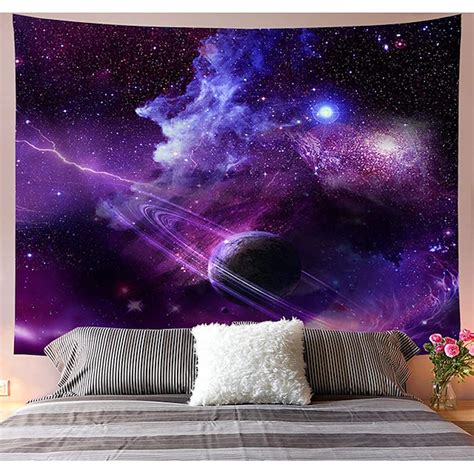 Galaxy Tapestry Starry Sky Psychedelic Space Landscape Purple Art Print ...