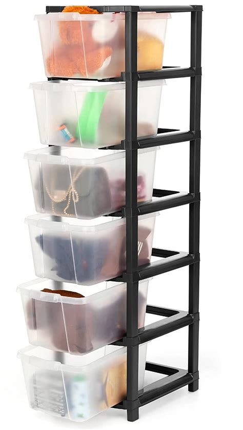 AVZEEGO Transparent 6 XL Plastic Modular Drawer System for Home, Office ...