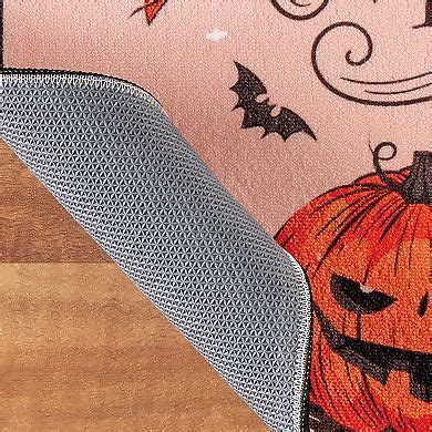 Collections Etc Happy Halloween Pumpkins and Bats Door Mat Rectangle