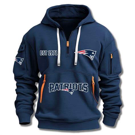 New England Patriots EST 1971 Quarter Zip Hoodie
