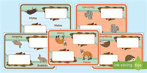 Editable Class Group Signs (Woodland Animals)