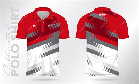 Red sublimation polo shirt mockup template design for badminton jersey ...