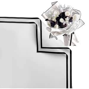 Saksham Black Aristocratic Border Flower Wrapping Paper | 10 Sheets ...