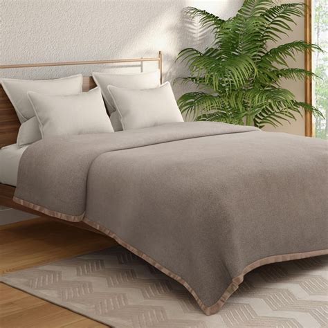 Buy PORTICO Melange Grey Solid Polar Fleece Double Blanket - 220x240cm ...