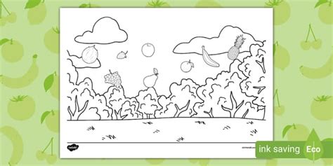 Falling Fruit Colouring Sheet (teacher made) - Twinkl