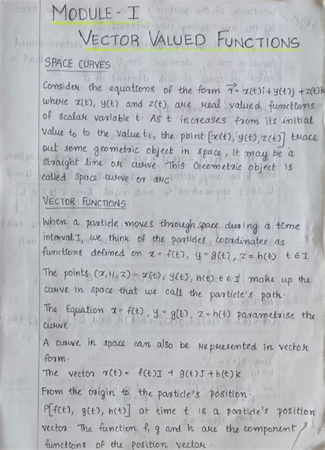 Maths neenu sem3 - ................ - MODULE I VECTOR VALUED FUNCTIONS ...