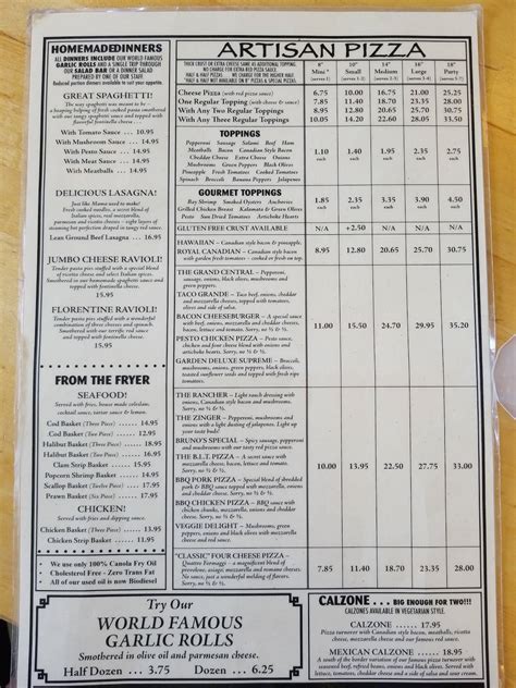 Menu at Grand Central Pizza pizzeria, Waldport