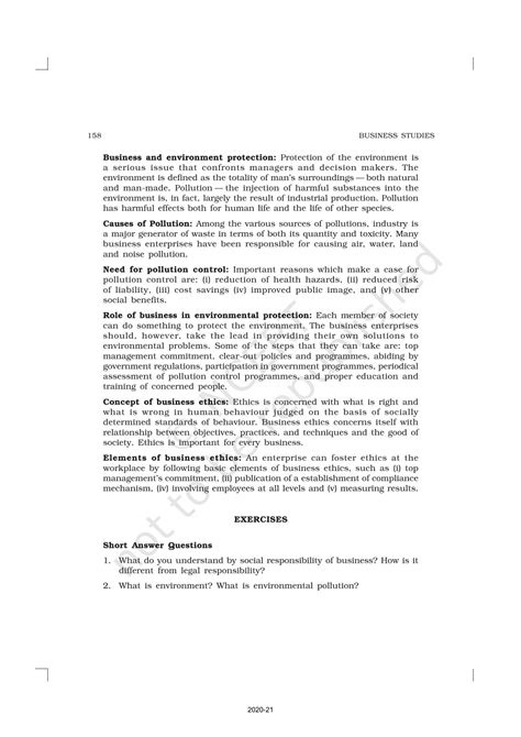 Social Responsibilities Of Business And Business Ethics - NCERT Book of ...