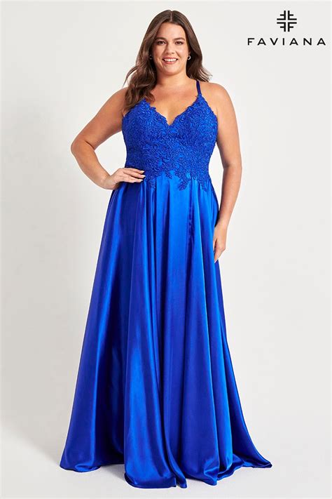 Royal Blue Plus Size Long Flowy Prom Dress With Lace Bustier And Corset ...