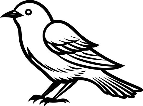 Simple black and white illustration of a bird in a classic, vintage ...