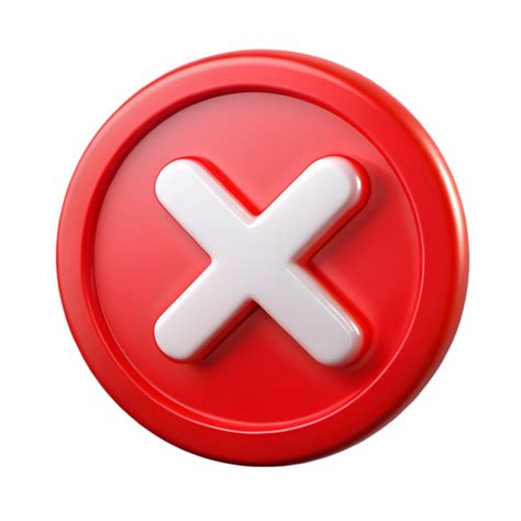 3D Red Cancel Icon on Transparent Background 49766824 PNG