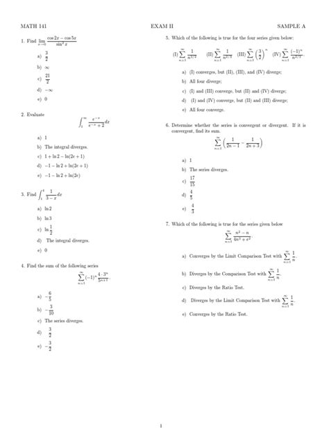 Image result for Calculus 2 Math 141 Answer Key