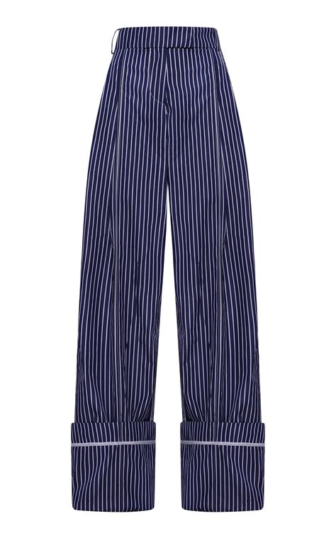 Oversized Pleated Striped Cotton Wide-Leg Pants By Des Phemmes | Moda ...