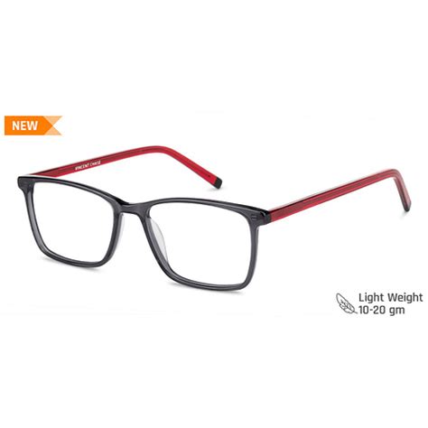 Grey Transparent Red Full Rim Rectangle Vincent Chase Online HD Acetate ...
