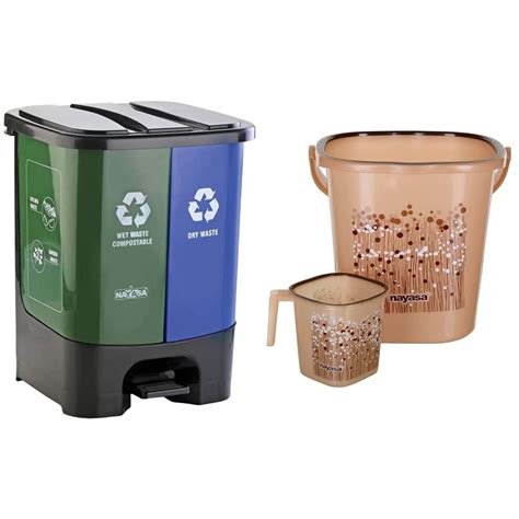 Nayasa 2 in 1 Dustbin - Dry Waste and Wet Waste Dustbin (33 Ltrs) - Big ...