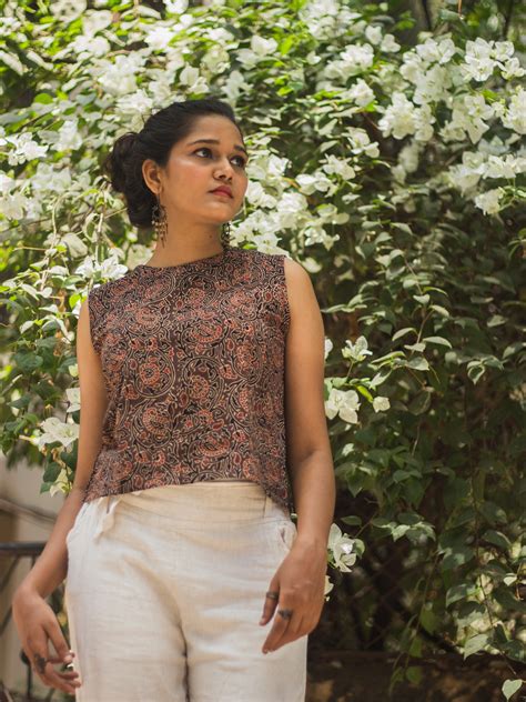 Ajrakh Cotton Top for Women | Hand block printed with natural dyes – Assal