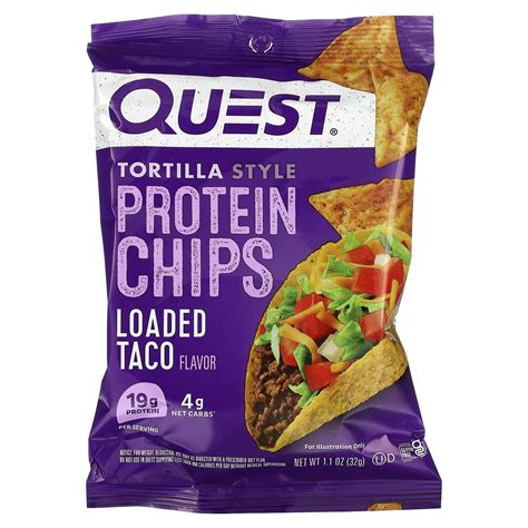 Quest Nutrition, Tortilla Style Protein Chips, Loaded Taco, 8 Bags, 1.1 ...